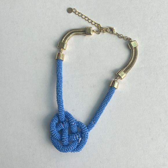 Talbots Jewelry -  Vintage Necklace quality Talbots blue knot beaded pendant boho 18” golden